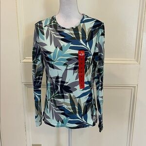 Hang Ten Multicolor Leaf Print UPF Long Sleeve Tee